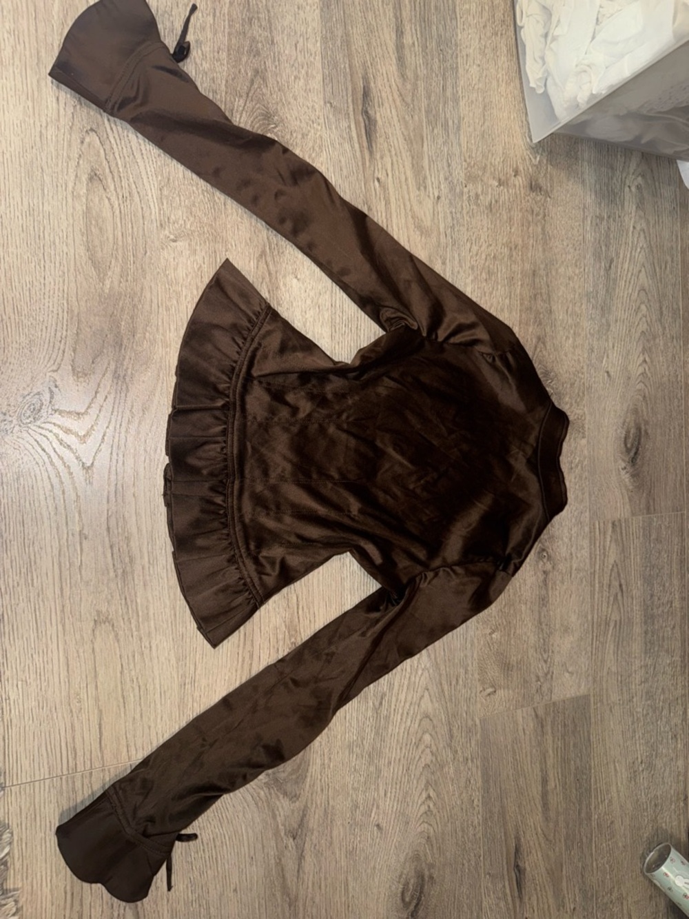 Vintage Hannah Montana Chocolate Brown Silky Zip Jacket w/ Bell Sleeves XL - Picture 12 of 12